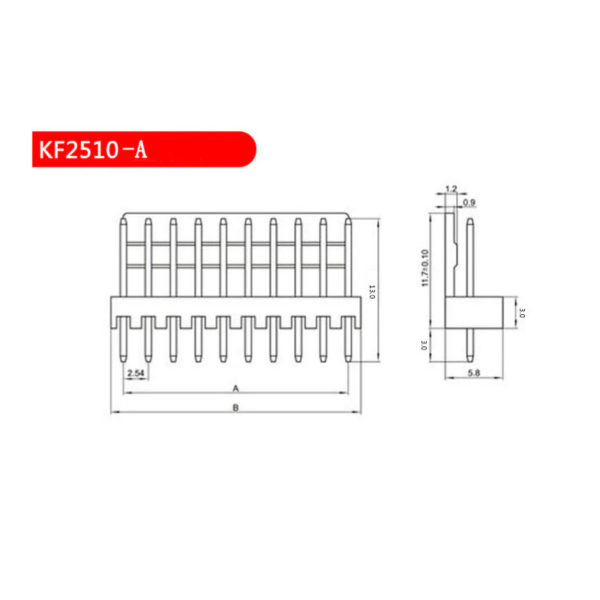 KF2510 (A) - прямой коннектор на плату (2-10 контактов / папа / 2.54мм)