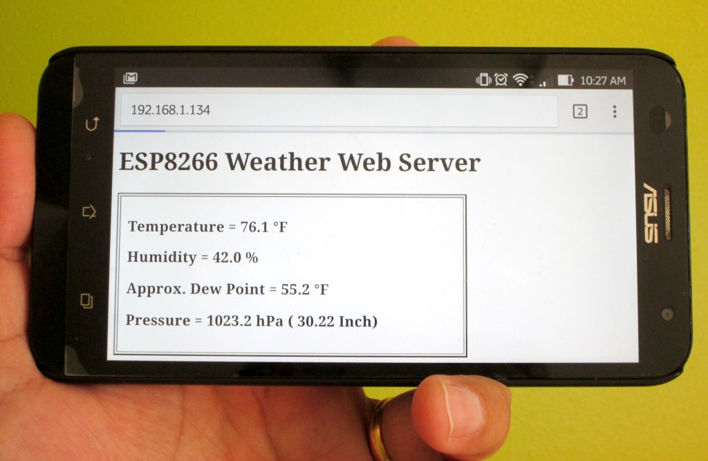 Простой веб-сервер погоды на основе ESP8266 и BME280