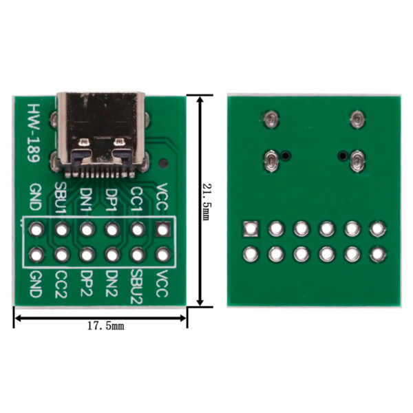 Переходник USB Type-C (мама) / DIP 2.54 мм (12 контактов)
