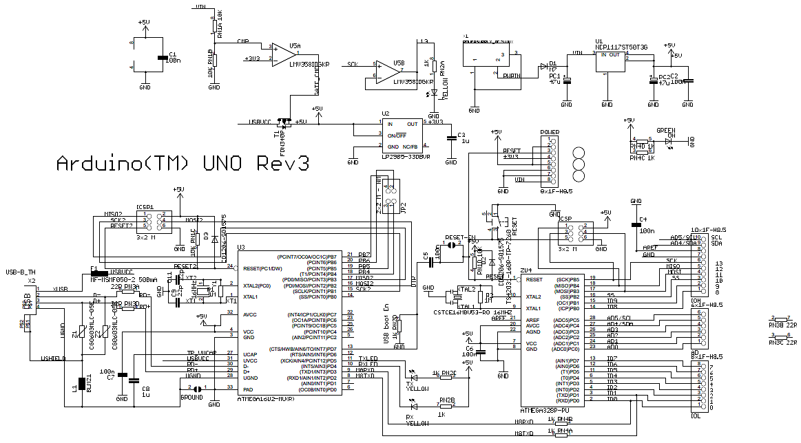 Принципиальная схема Arduino Uno R3