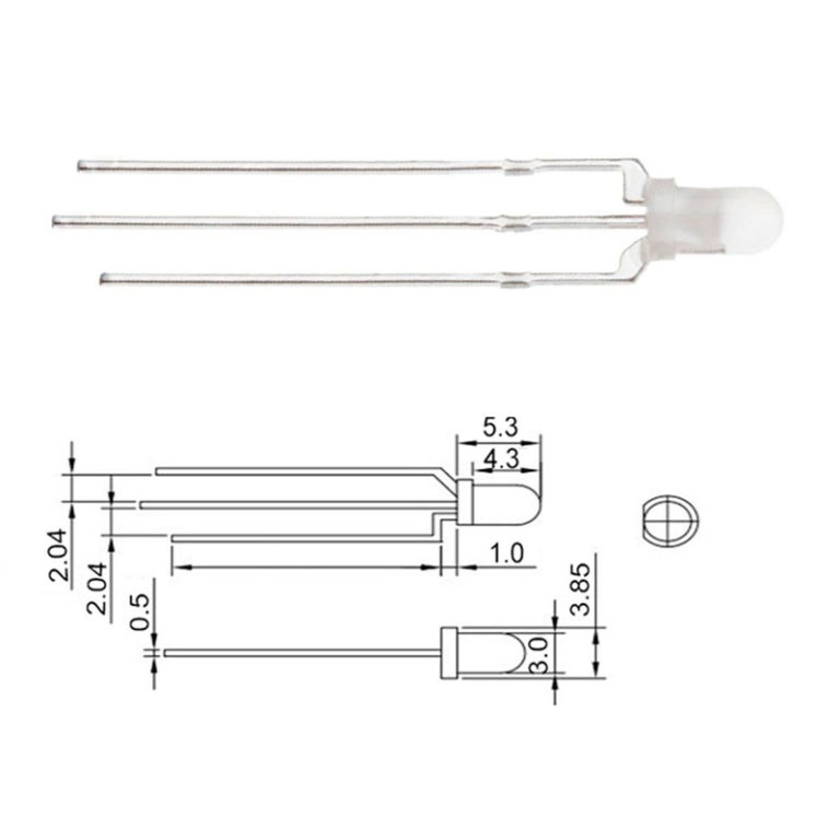 Двухцветный светодиод 3мм - купить в Москве с доставкой по России и СНГ
