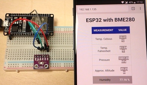 Мини-метеостанция с веб-сервером на ESP32 с датчиком BME280