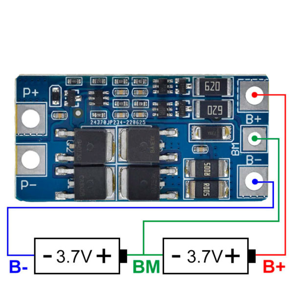BMS 2S (7.4-8.4В / 10А) контроллер заряда/разряда с защитой на 2 АКБ