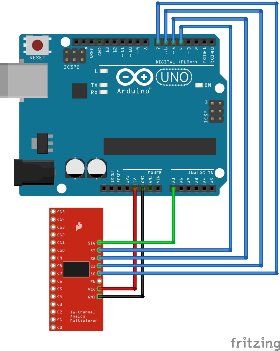 CD74HC4067 и Arduino UNO — Схема подключения и пример кода