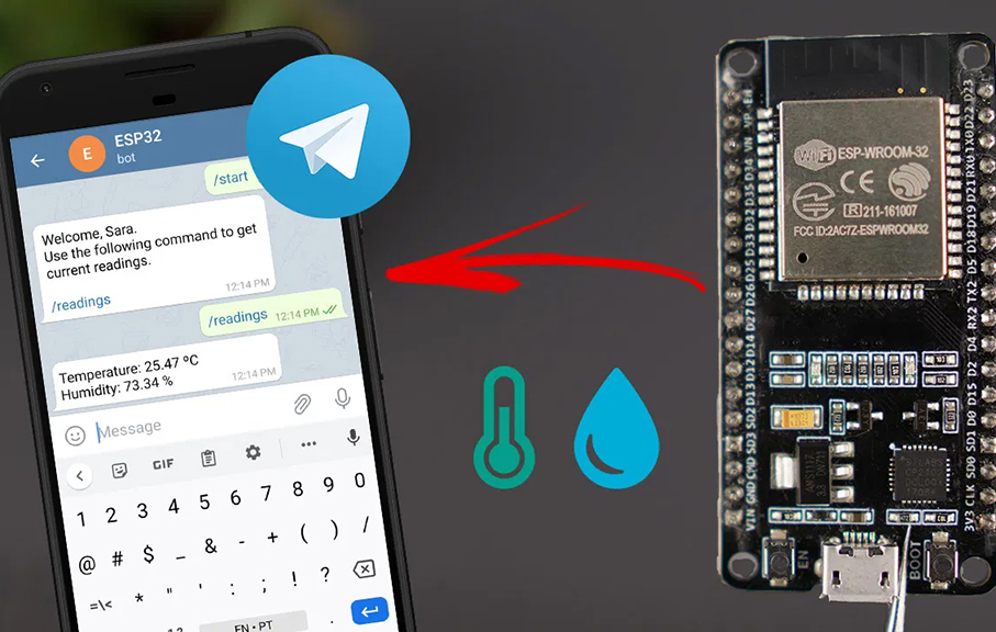 Telegram: запрос показаний датчика ESP32 / ESP8266 (Arduino IDE)