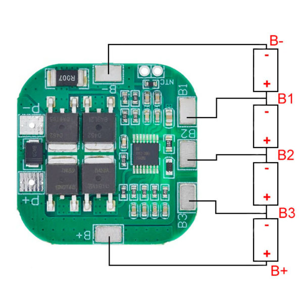 BMS 4S (14.8В-16.8В / 20А) контроллер заряда/разряда с защитой