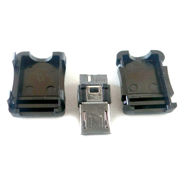 Самосборный Micro-USB разъем с пластиковым кожухом (3 контакта)