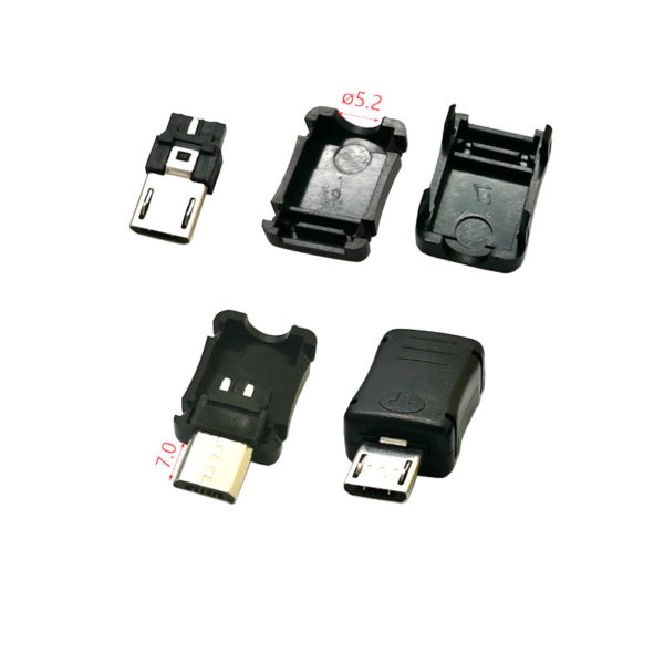 Самосборный Micro-USB разъем с пластиковым кожухом (3 контакта)