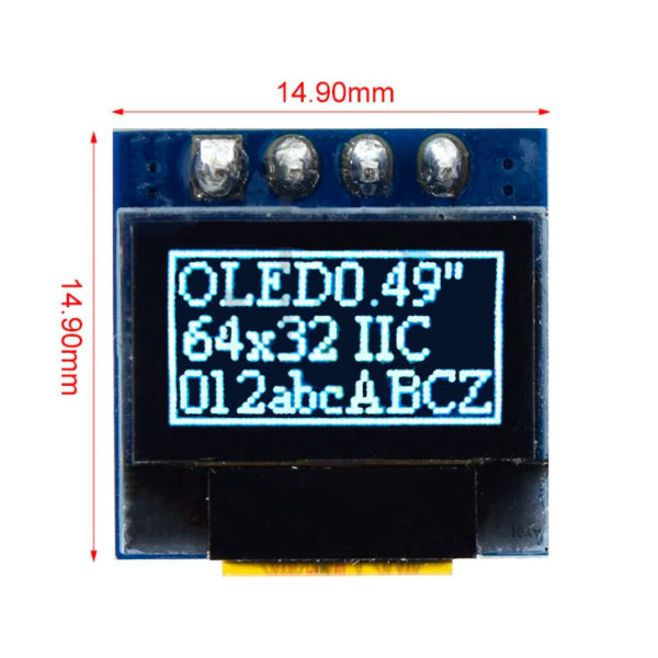 OLED I2C дисплей 0.49' 64x32 px