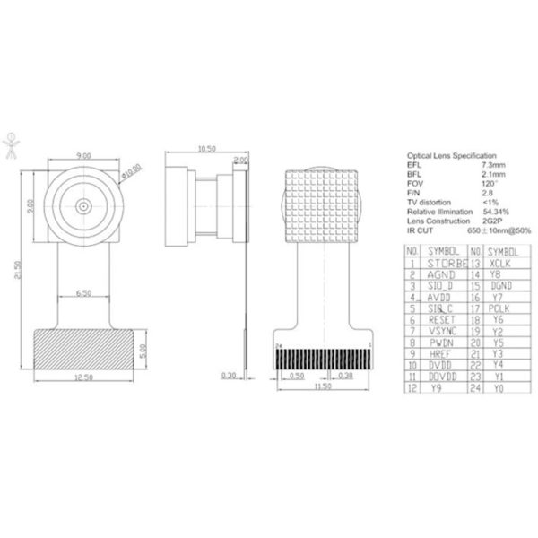 OV2640 - широкоугольный модуль мини-камеры (2Мп / 160°)