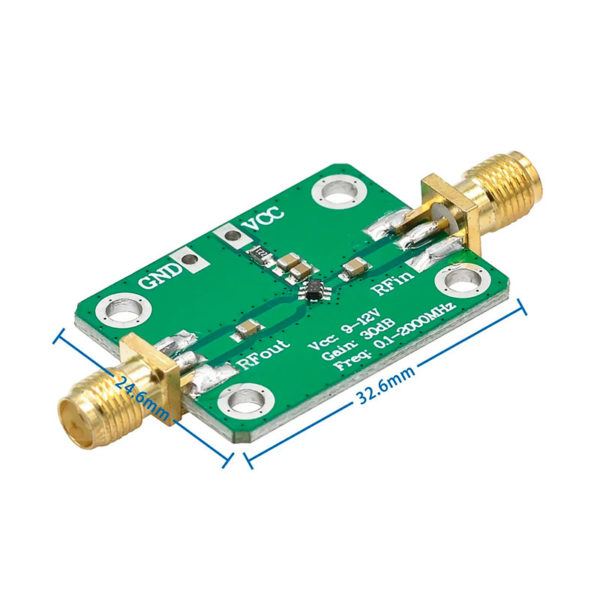 Широкополосный усилитель радиосигнала (30 дБ, 0.1-2000 МГц)