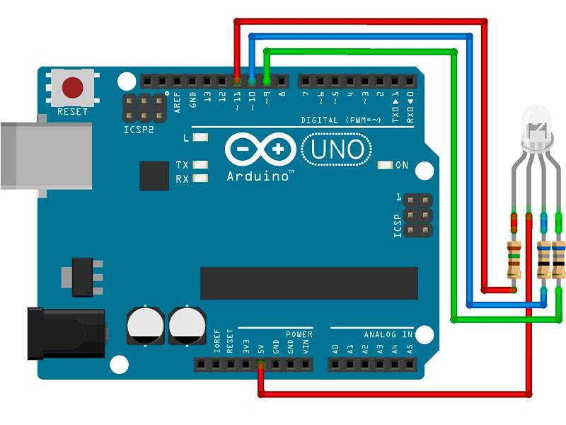 Подключение RGB светодиода к Arduino: Схема и пример кода