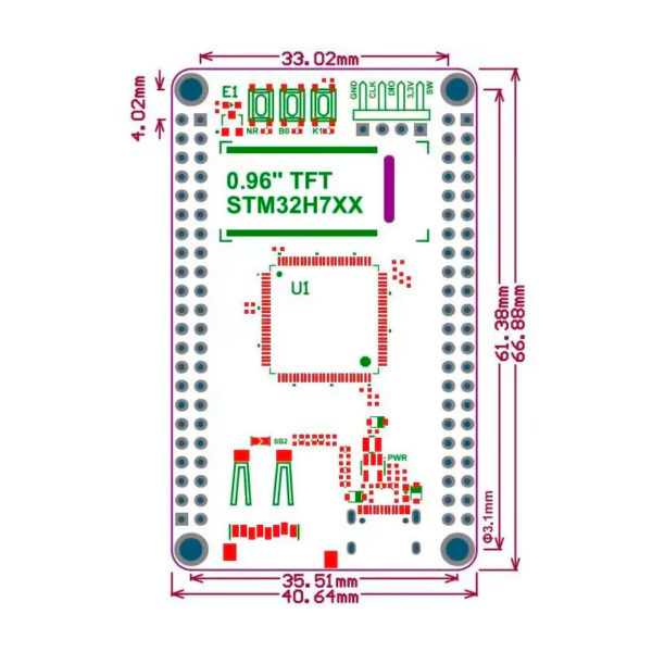 Отладочная плата на STM32H743VIT6 (480МГц, 2048КБ ROM, 1024 КБ RAM, 0.96" TFT)