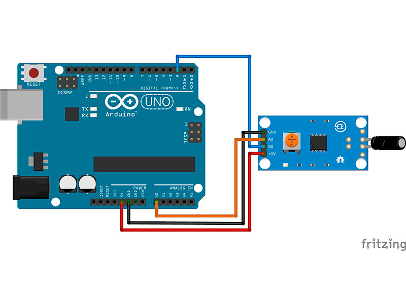 Подключение датчика вибрации к Arduino: Схема